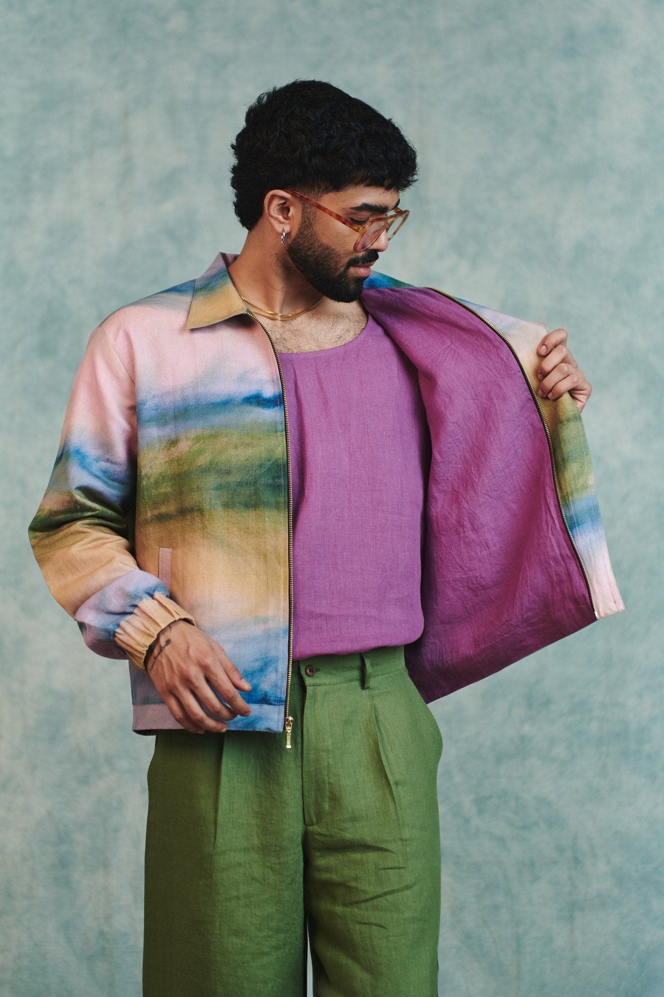 Prism Co - Linen Men's Flap Jacket - CiceroniJacketsSaphed