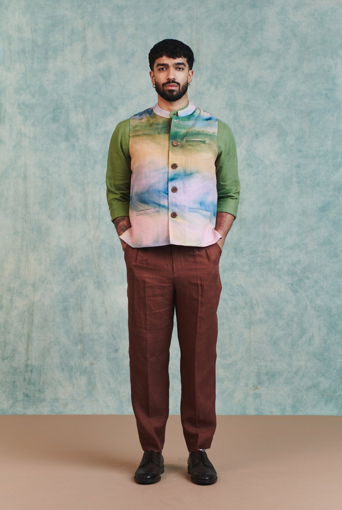 Prism Co - Linen Men's Nehru Jacket - CiceroniJacketsSaphed