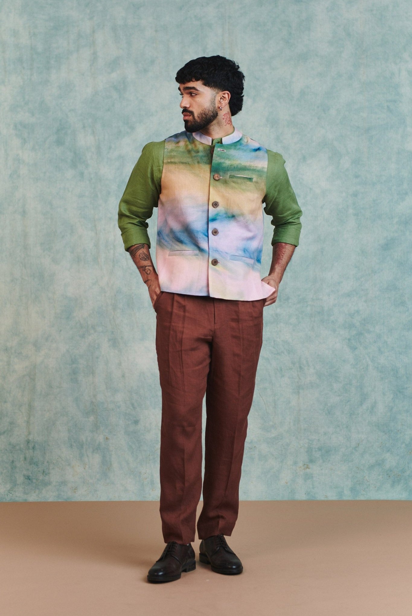 Prism Co - Linen Men's Nehru Jacket - CiceroniJacketsSaphed