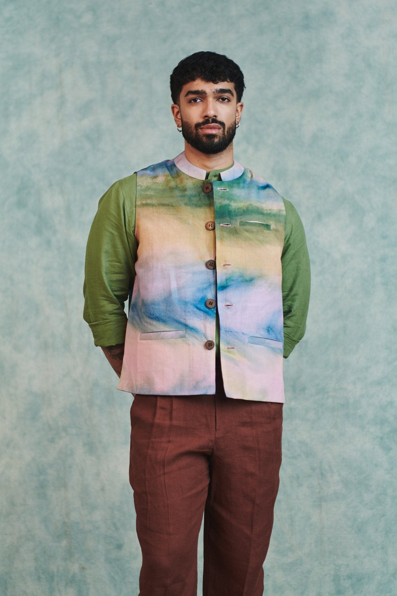 Prism Co - Linen Men's Nehru Jacket - CiceroniJacketsSaphed