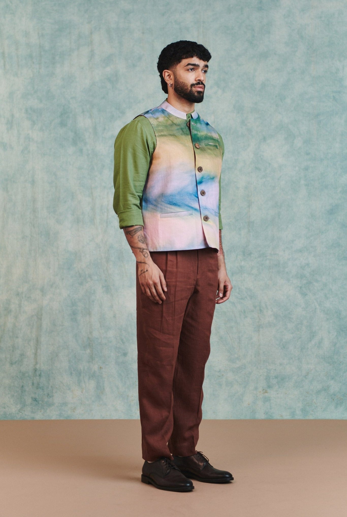 Prism Co - Linen Men's Nehru Jacket - CiceroniJacketsSaphed