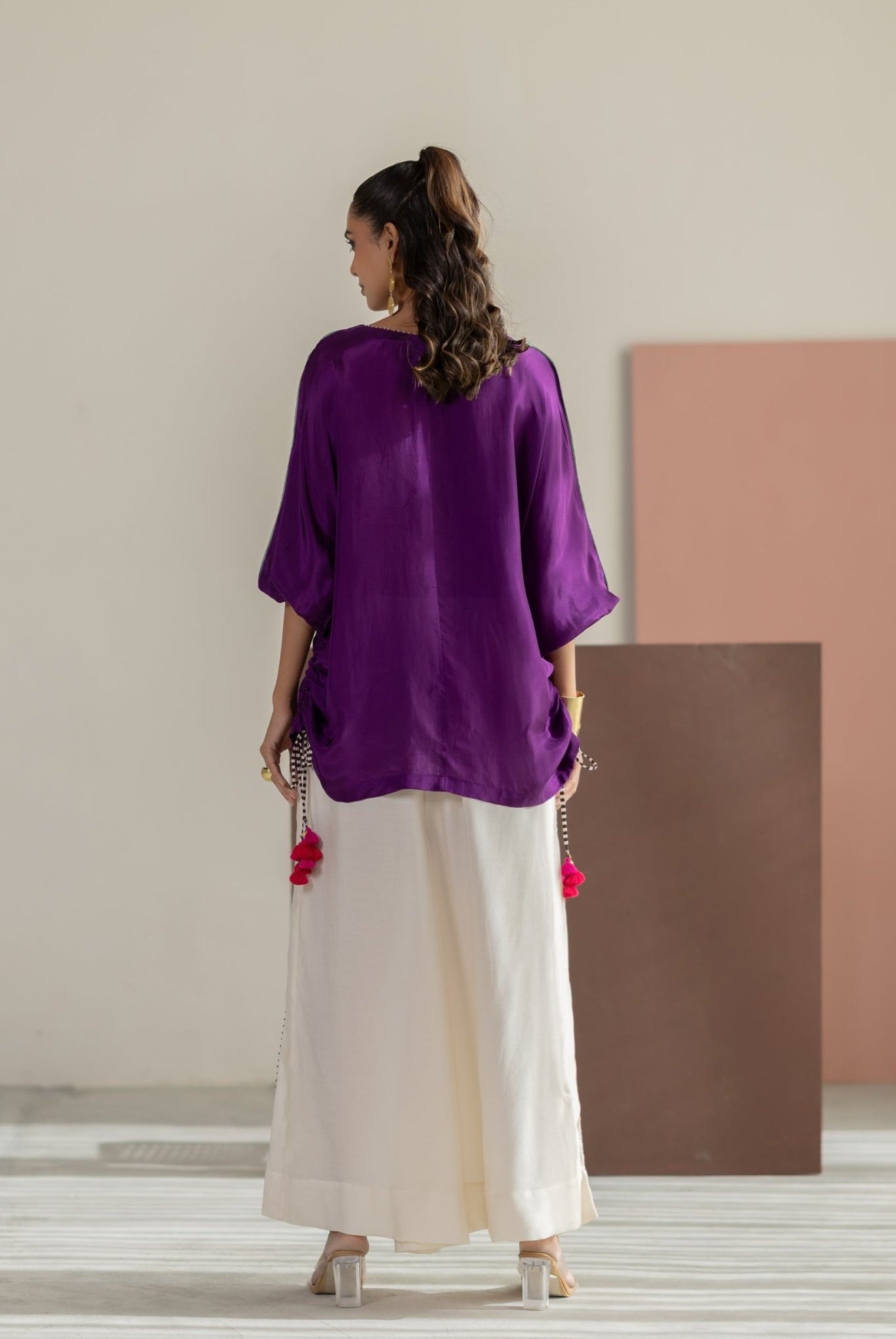 Purple and Off White Set - CiceroniCo-ord SetTussah