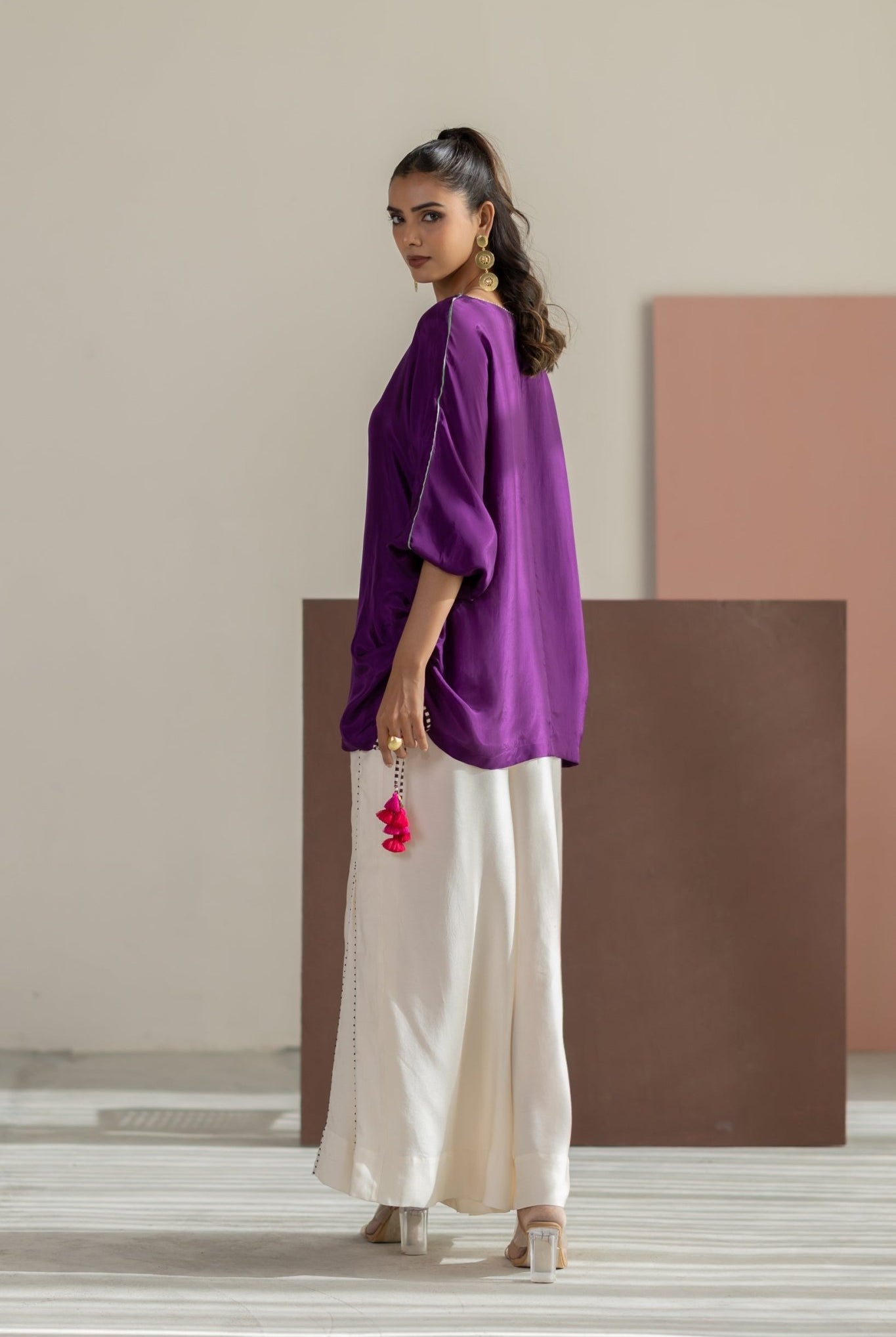 Purple and Off White Set - CiceroniCo-ord SetTussah