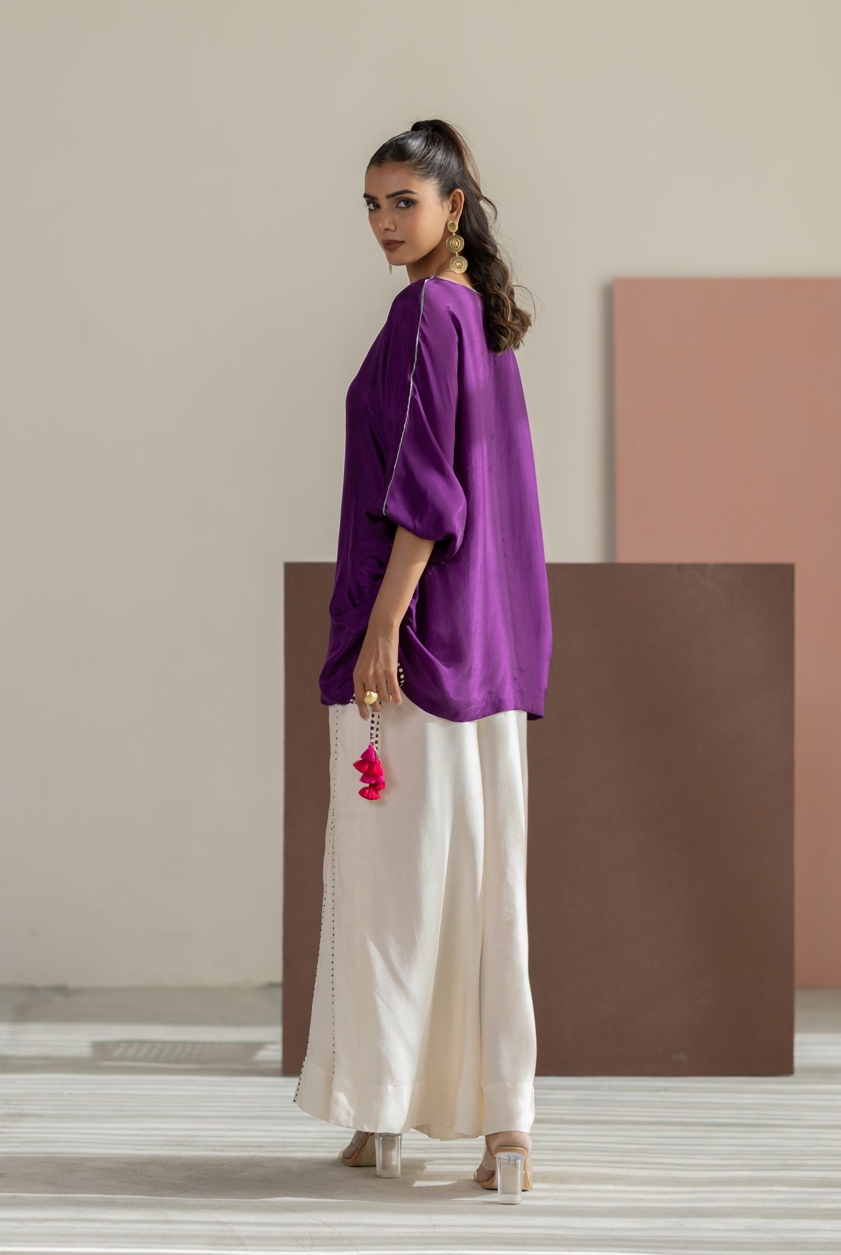 Purple and Off White Set - CiceroniCo-ord SetTussah