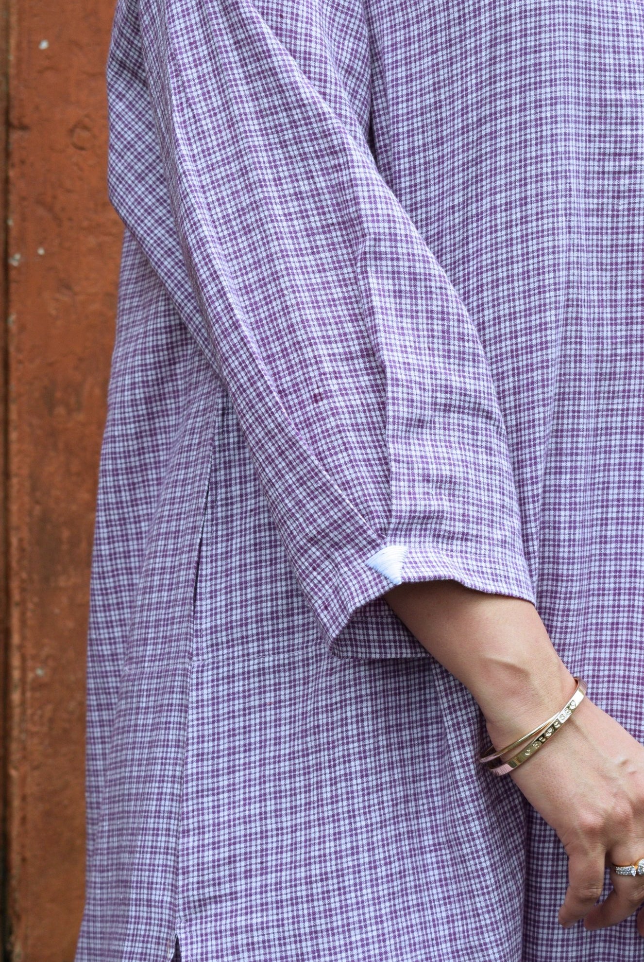 Purple Checks Antifit kurta in Handwoven Cotton and White pyjama - CiceroniKurta Set, Everyday WearHouse of Moxa