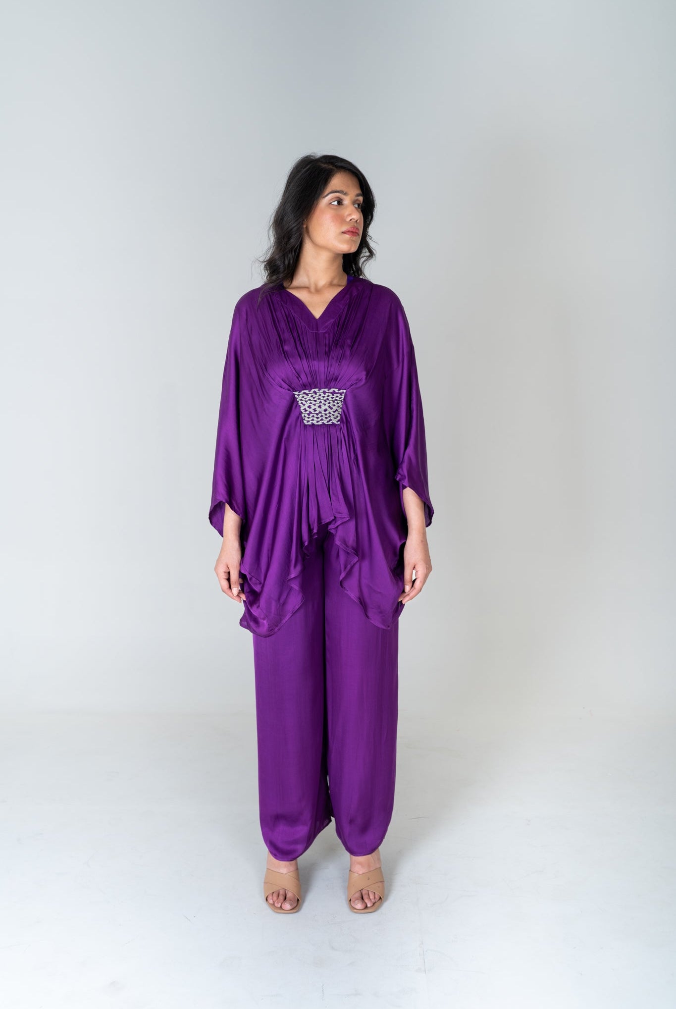 Purple - Green Braided Kaftan Co - ord Set - CiceroniCo - ord SetNeora
