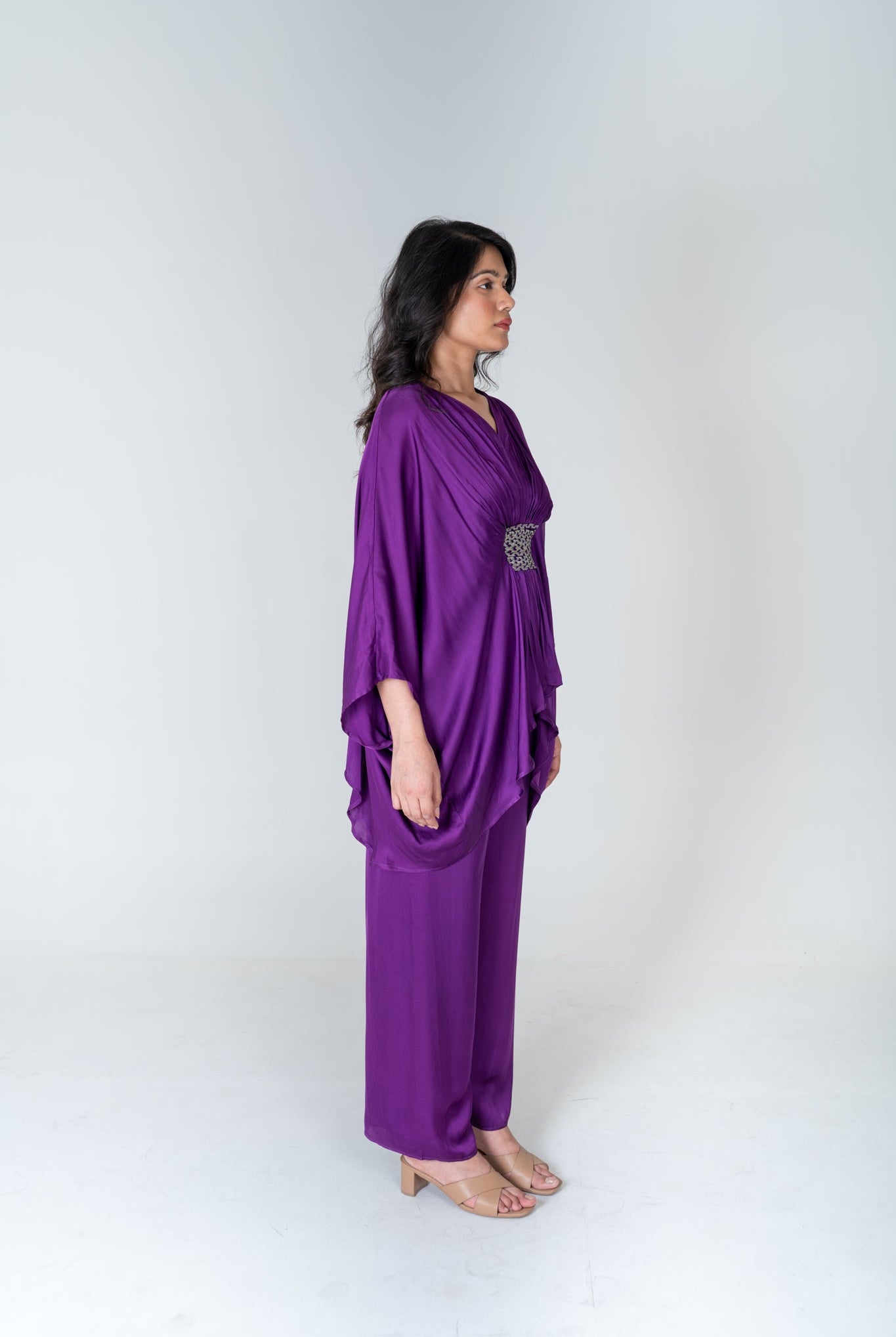 Purple - Green Braided Kaftan Co - ord Set - CiceroniCo - ord SetNeora
