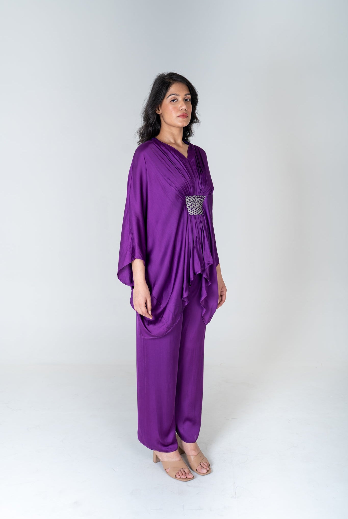 Purple - Green Braided Kaftan Co - ord Set - CiceroniCo - ord SetNeora