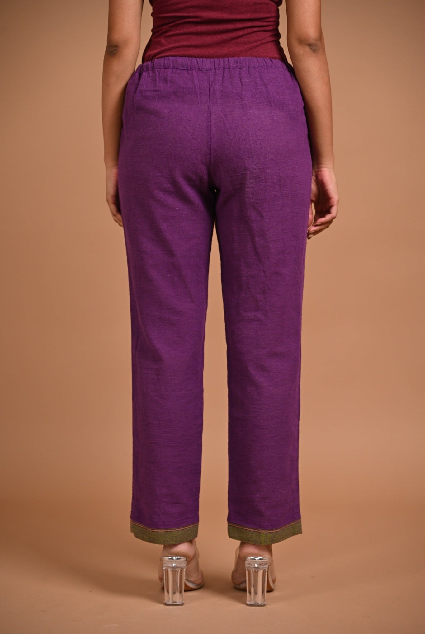 Purple Pants with Contrast Hem - CiceroniPantsRang by Rajvi