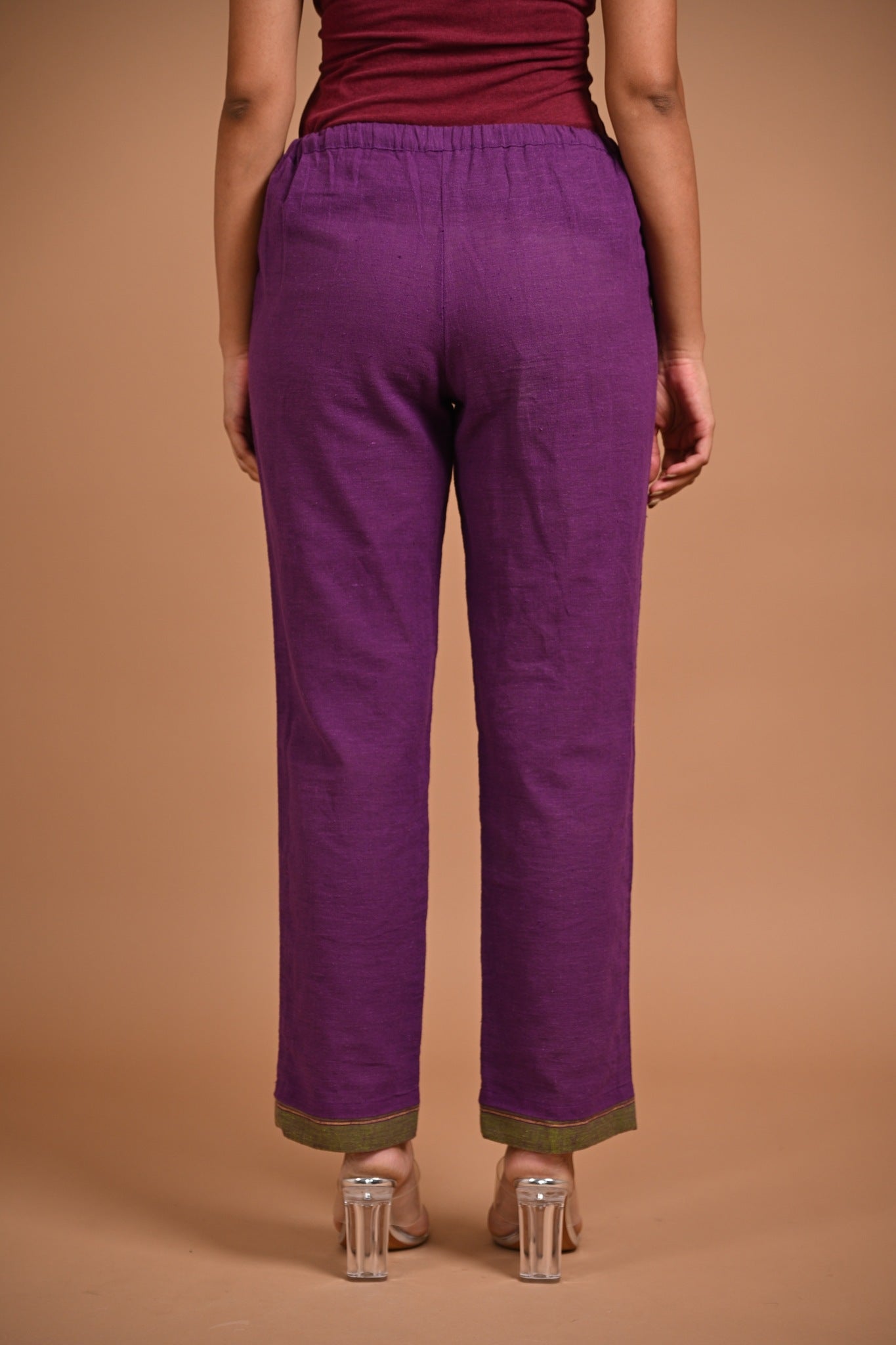 Purple Pants with Contrast Hem - CiceroniPantsRang by Rajvi