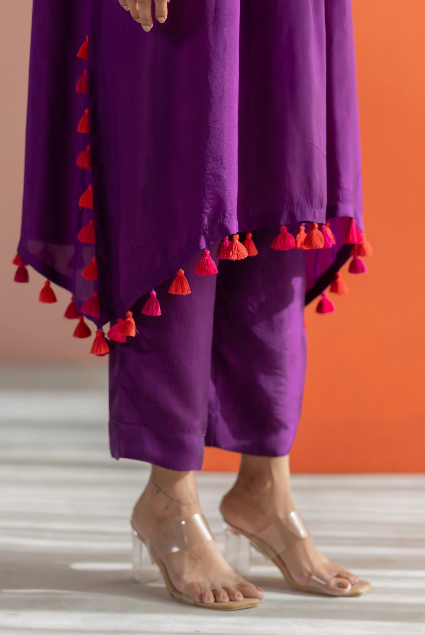 Purple Silk Kurta Set - CiceroniKurta Set, Festive WearTussah