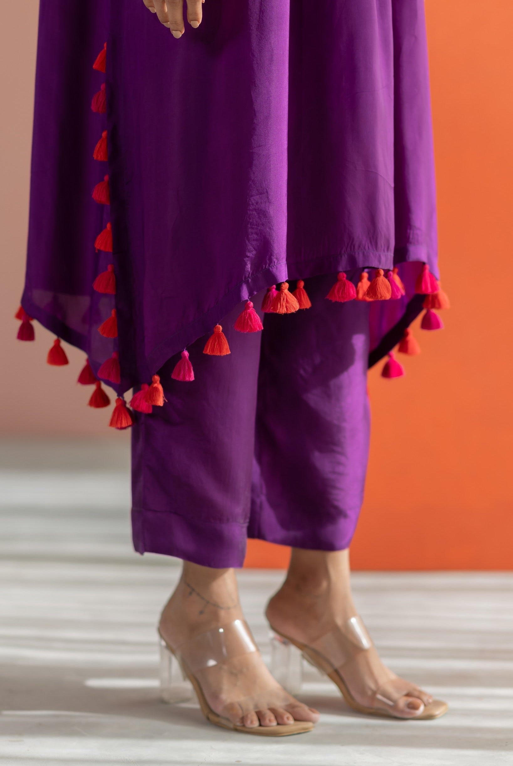 Purple Silk Kurta Set - CiceroniKurta Set, Festive WearTussah