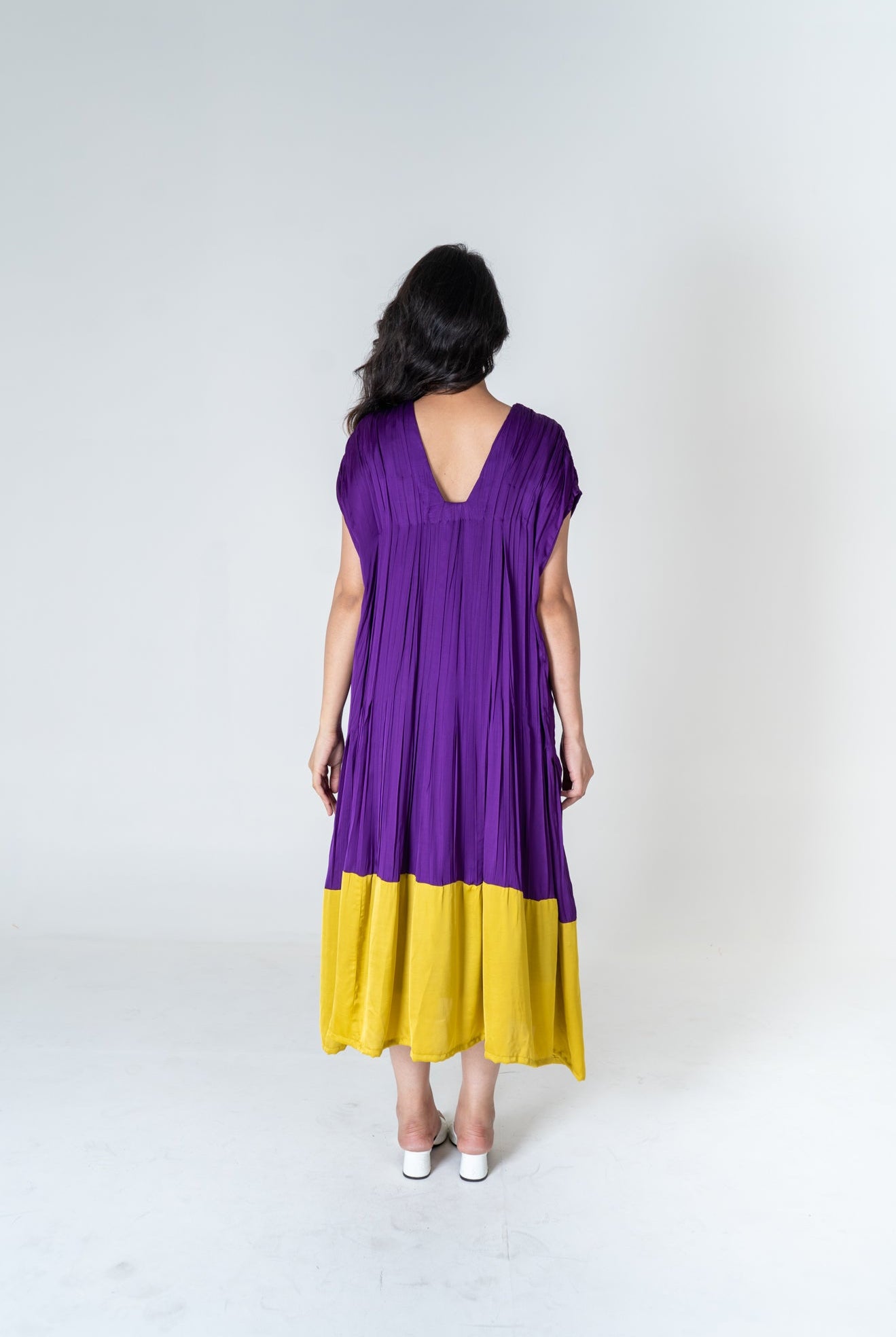 Purple - Yellow Color - Blocked Dress - CiceroniDressesNeora