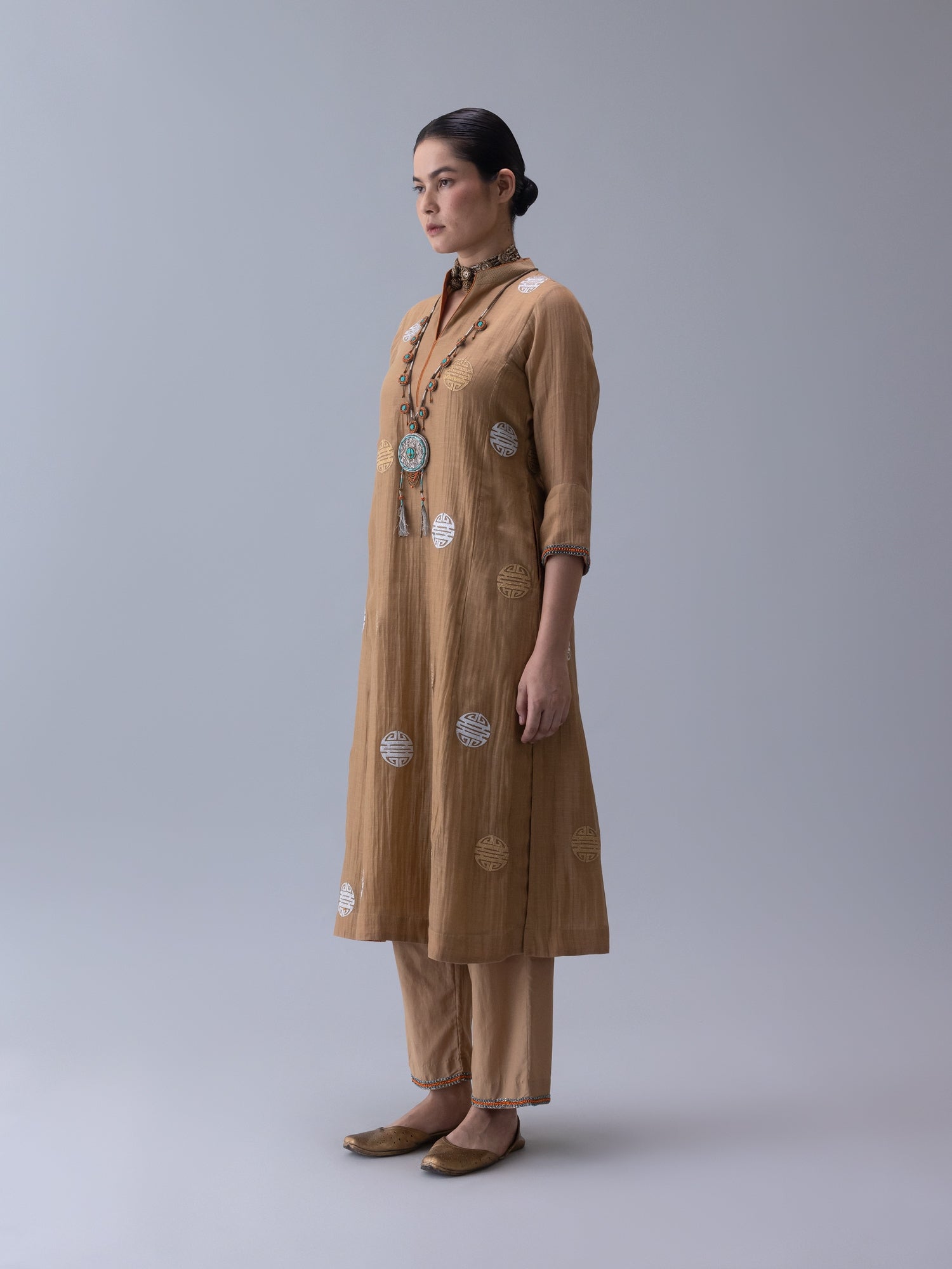 Qin Beige Kurta - CiceroniKurta Set, Festive WearShades of India