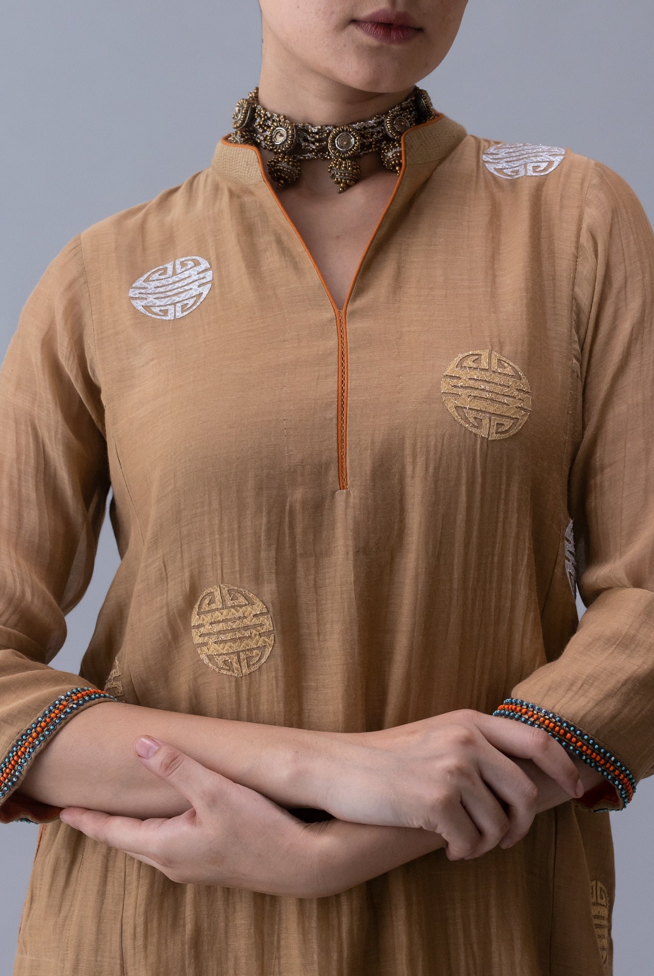 Qin Beige Kurta - CiceroniKurta Set, Festive WearShades of India