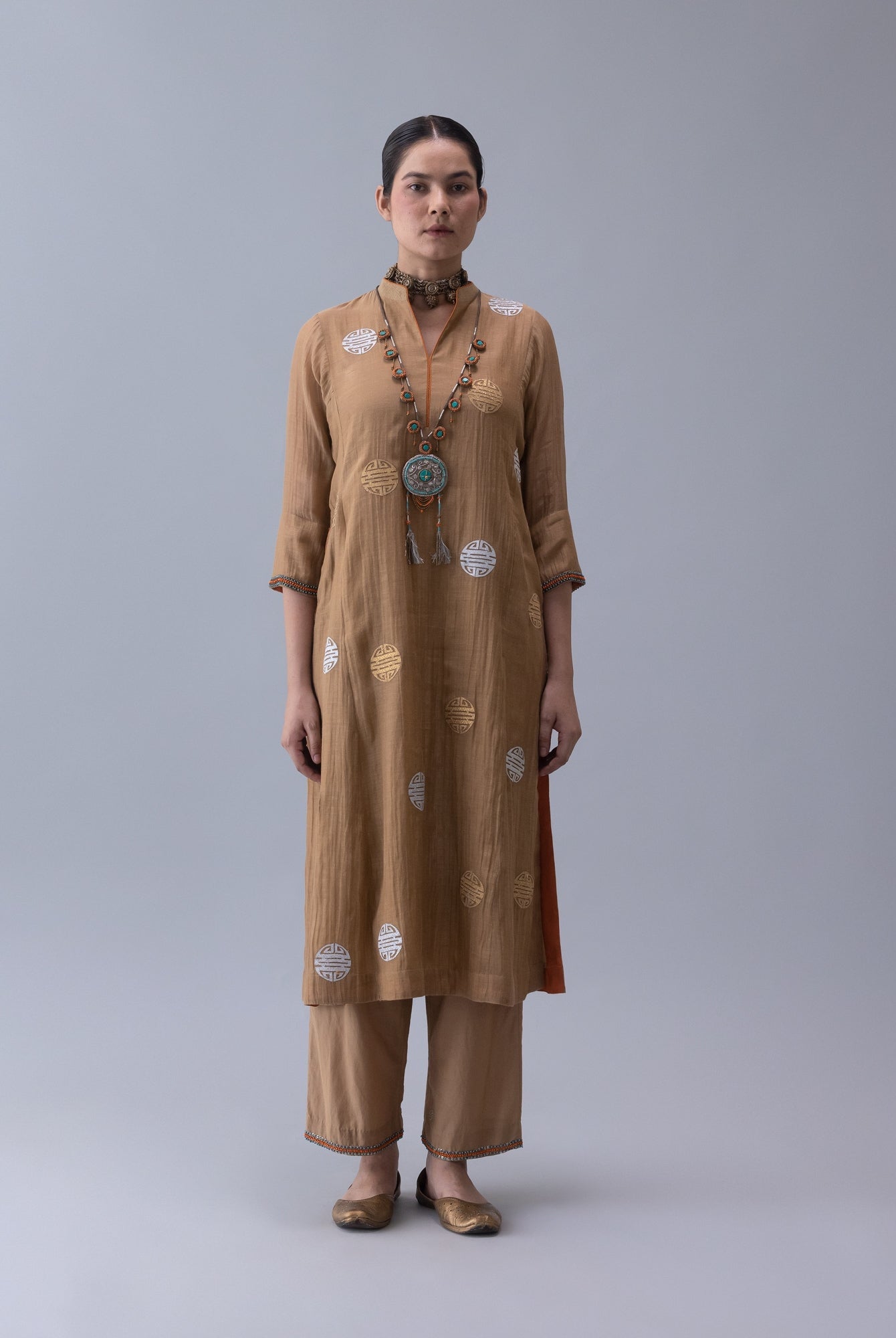 Qin Beige Kurta - CiceroniKurta Set, Festive WearShades of India