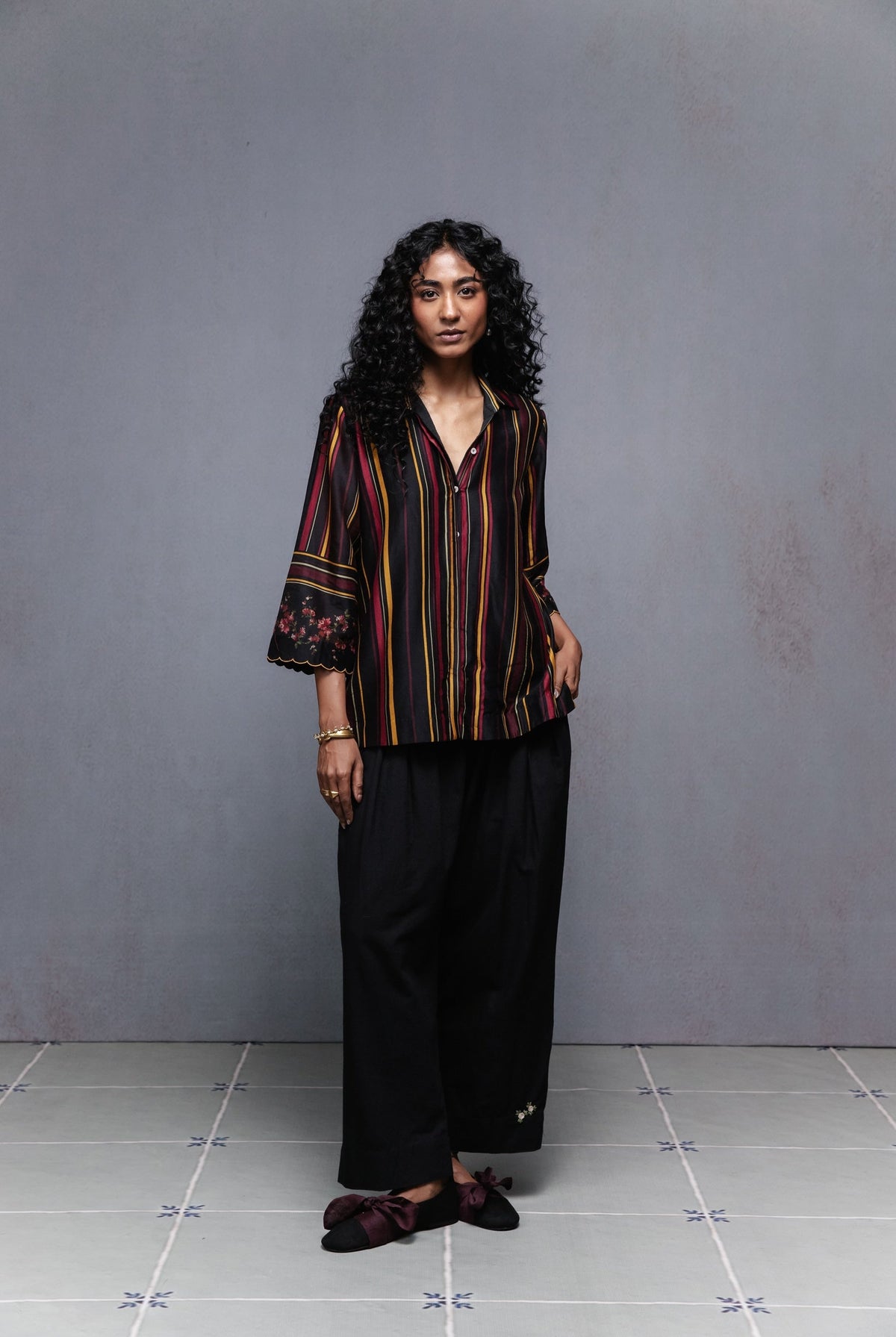 Raha Shirt in Black Stripes Set - CiceroniCo-ord SetSubbah