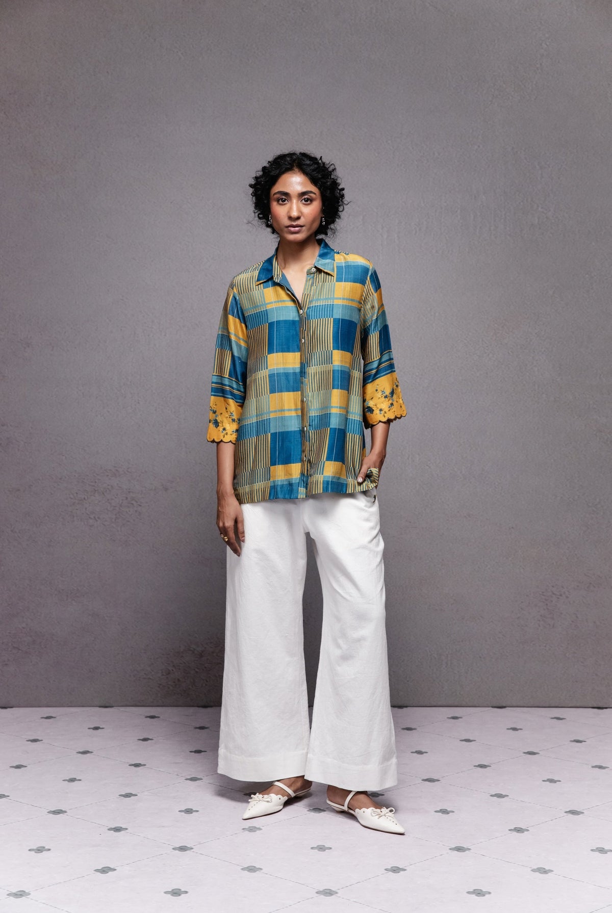 Raha Shirt in Blue Checks Set - CiceroniCo-ord SetSubbah