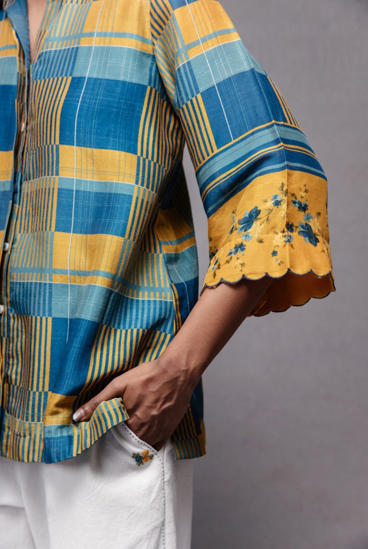 Raha Shirt in Blue Checks Set - CiceroniCo-ord SetSubbah