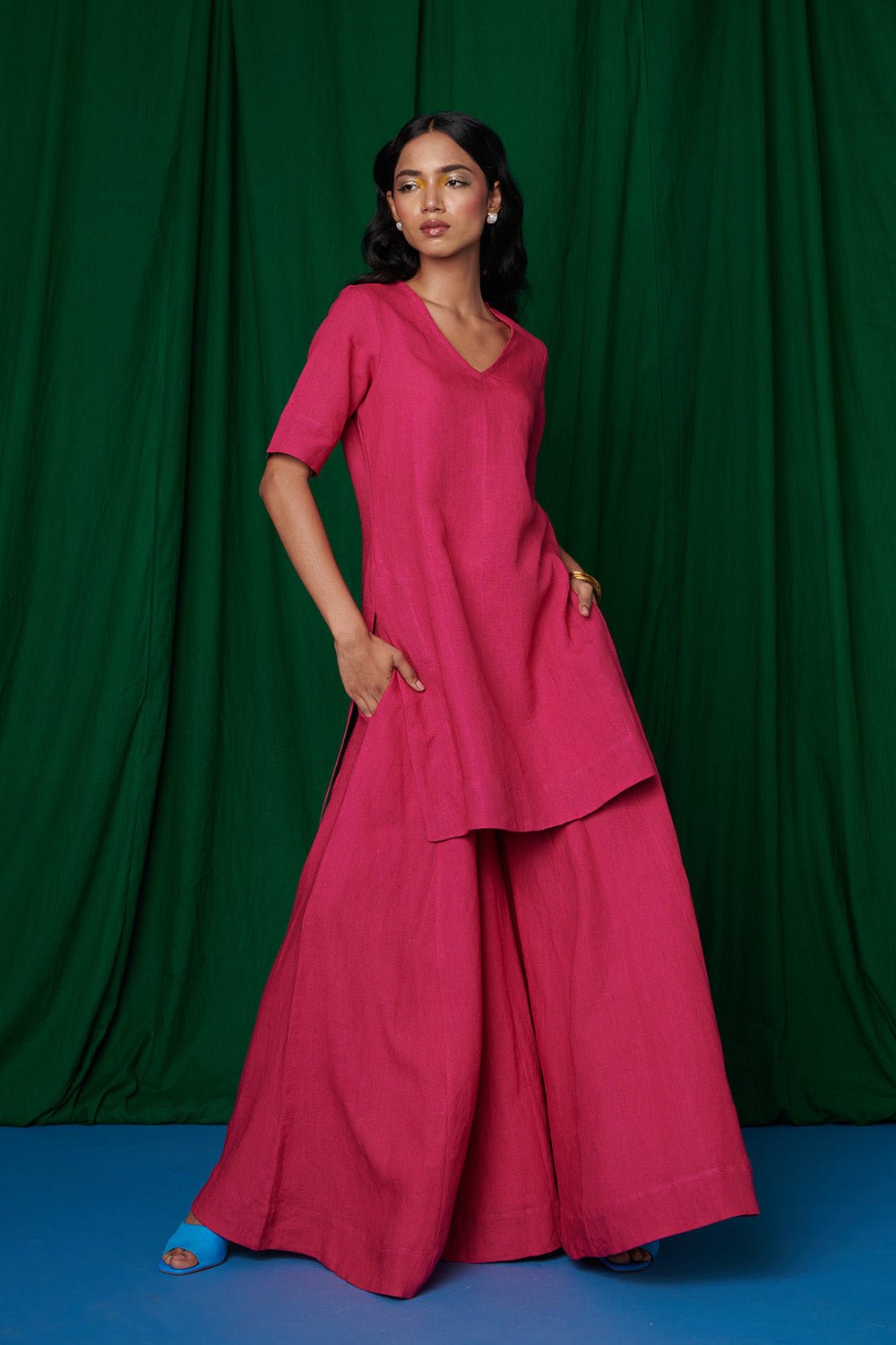 Rani Linen Sharara Set - CiceroniKurta Set, Everyday WearSaphed