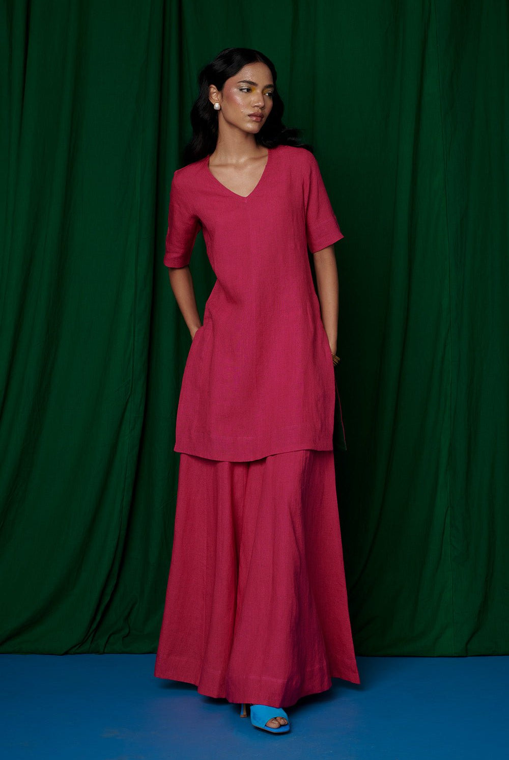 Rani Linen Sharara Set - CiceroniKurta Set, Everyday WearSaphed