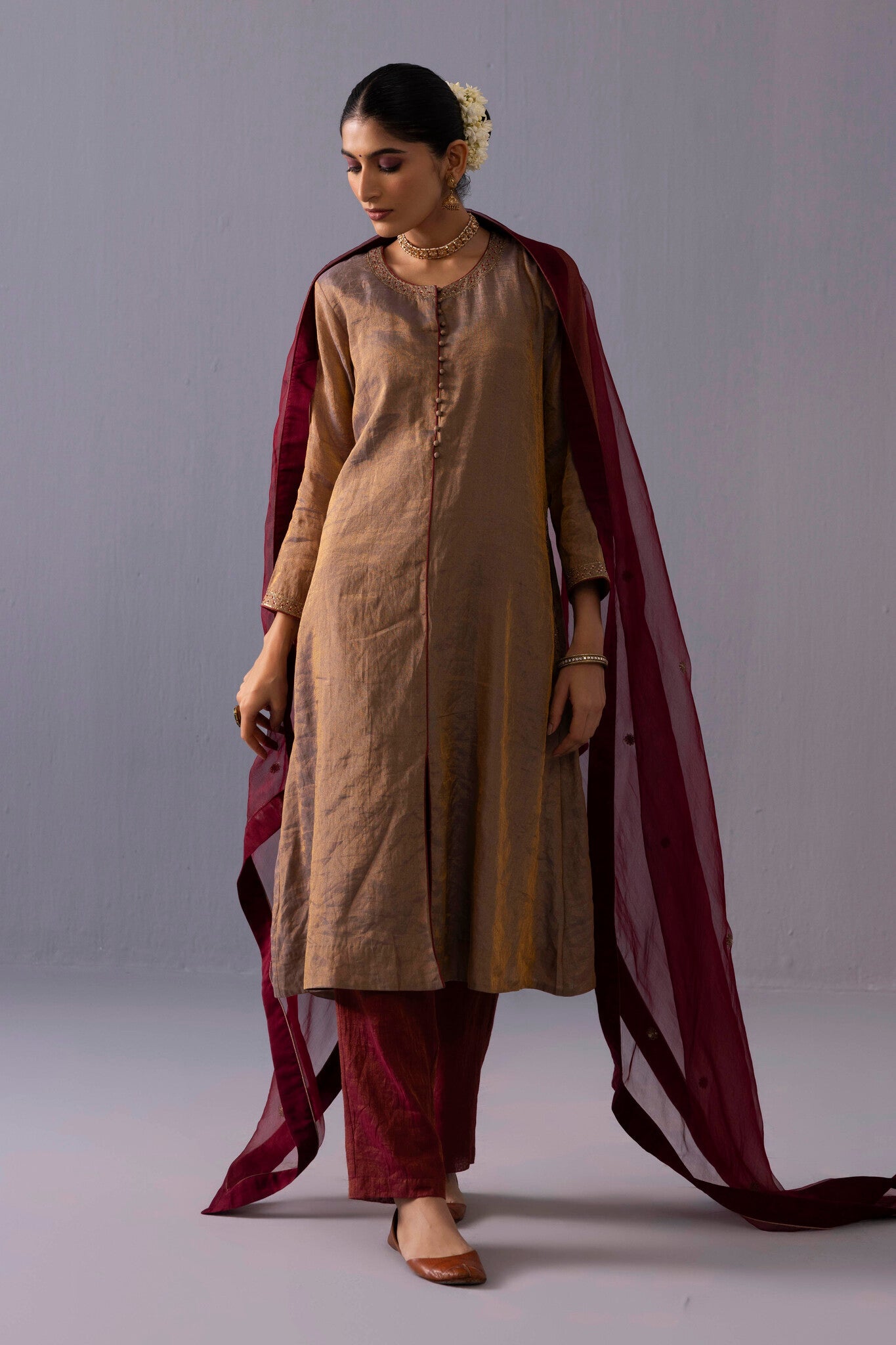 Rashmi Kurta Set - Grey - CiceroniKurta SetsLabel Shreya Sharma