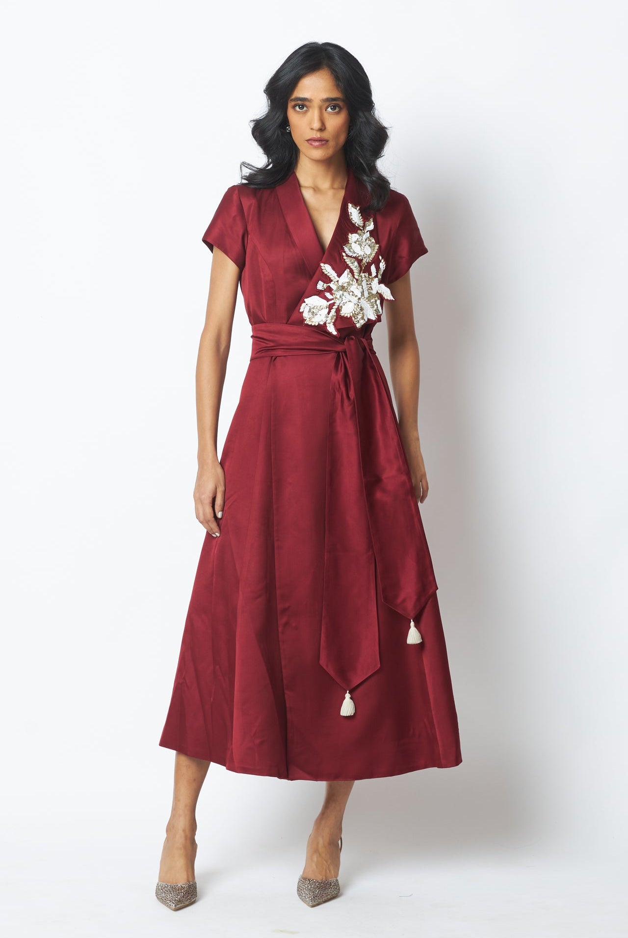 Ravena - Floral Broach Long Wrap Dress - CiceroniDressMadder Much