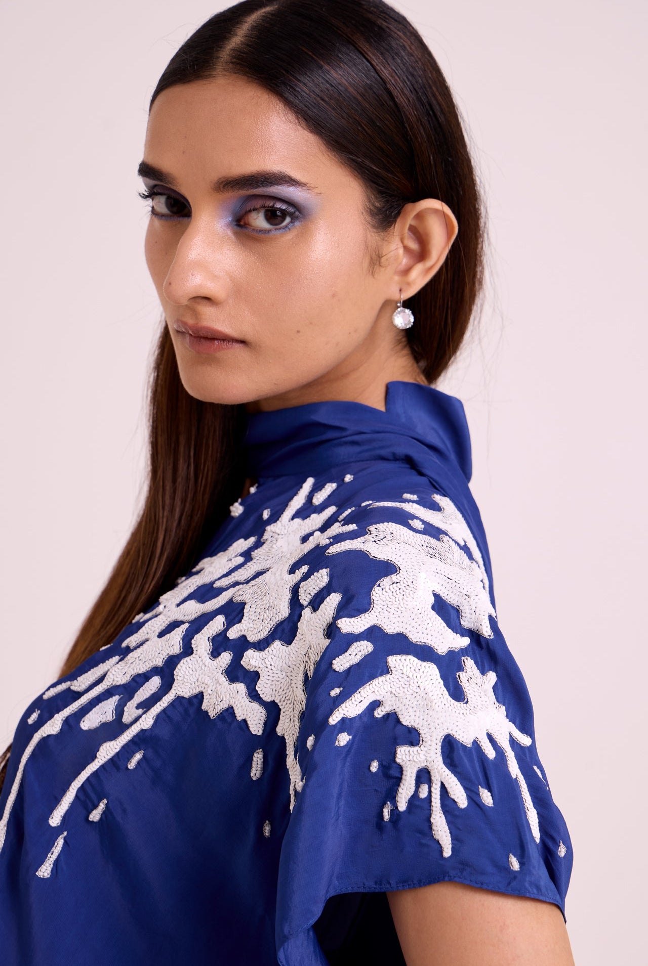 Ray - Electric Blue Neck Scarf Kaftan - CiceroniKaftanMadder Much