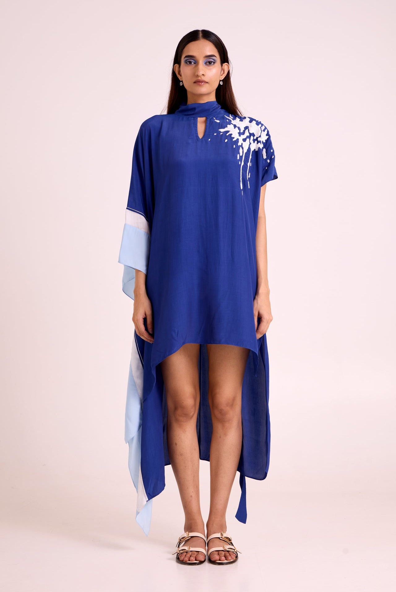 Ray - Electric Blue Neck Scarf Kaftan - CiceroniKaftanMadder Much