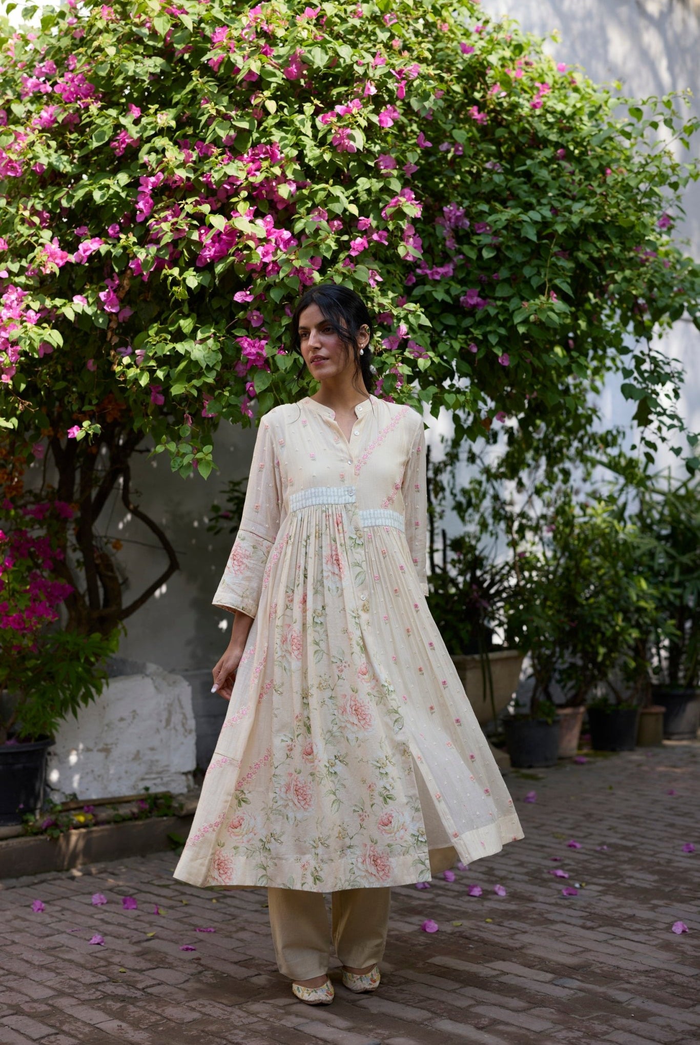 Raye Tunic - Ecru and Peach - CiceroniKurta, Everyday WearKhyati Rughani