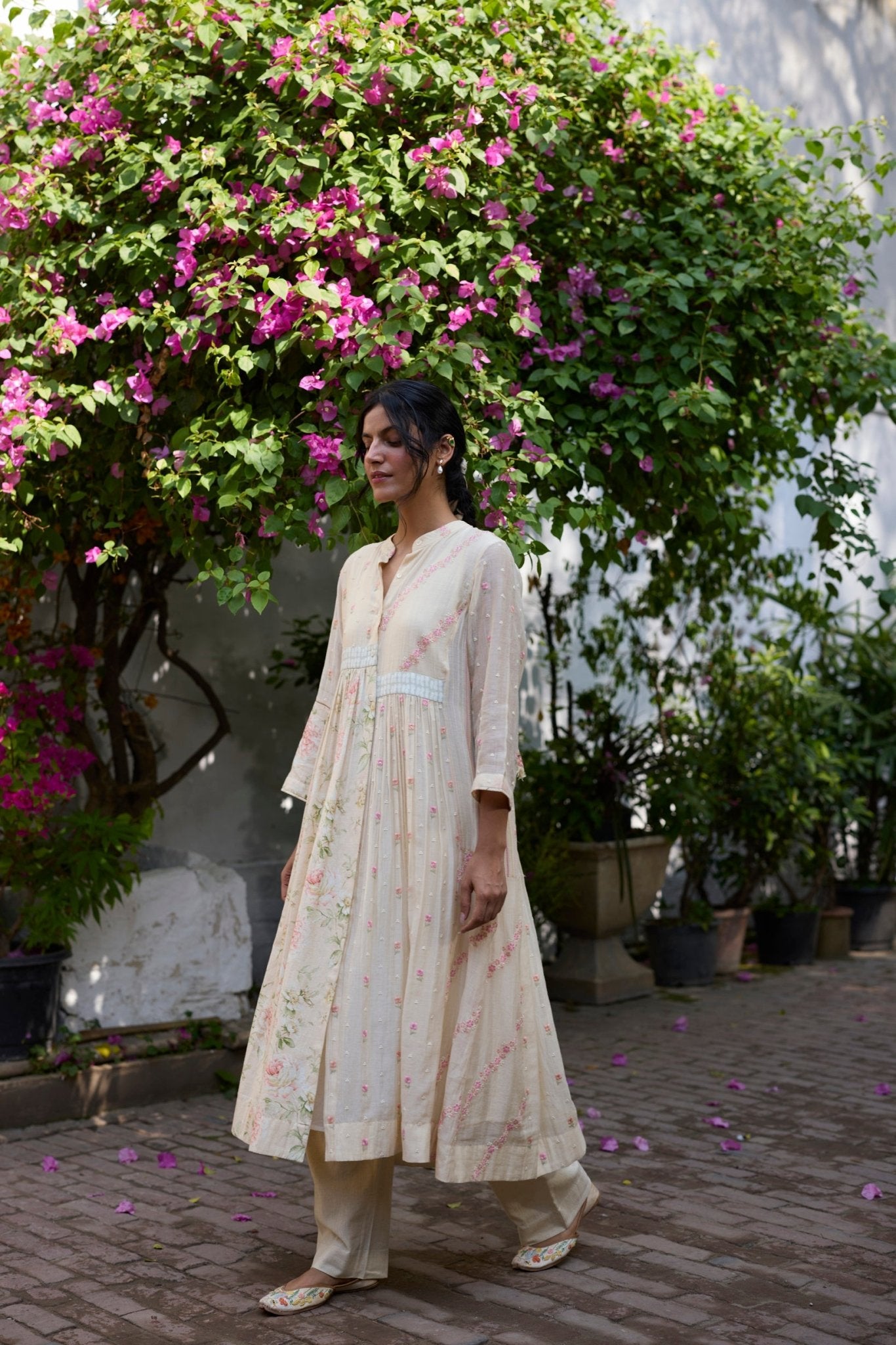 Raye Tunic - Ecru and Peach - CiceroniKurta, Everyday WearKhyati Rughani