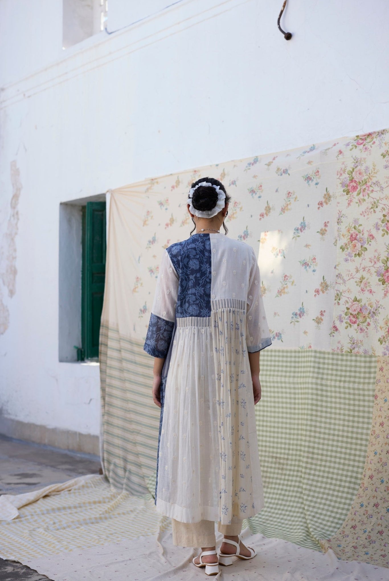 Raye Tunic Set - Off White & Blue - CiceroniKurta Set, Everyday WearKhyati Rughani