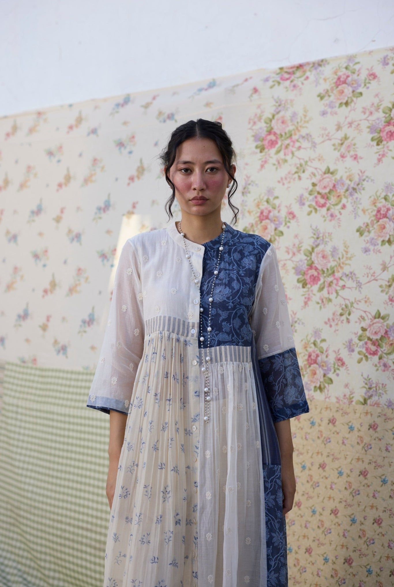 Raye Tunic Set - Off White & Blue - CiceroniKurta Set, Everyday WearKhyati Rughani