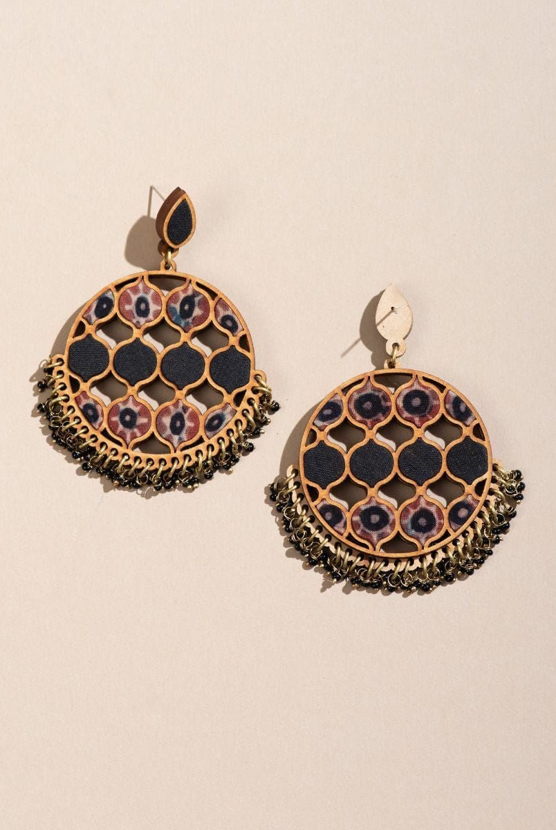 Red and Black Festive Round Earrings - CiceroniEarringsWhe by Abira
