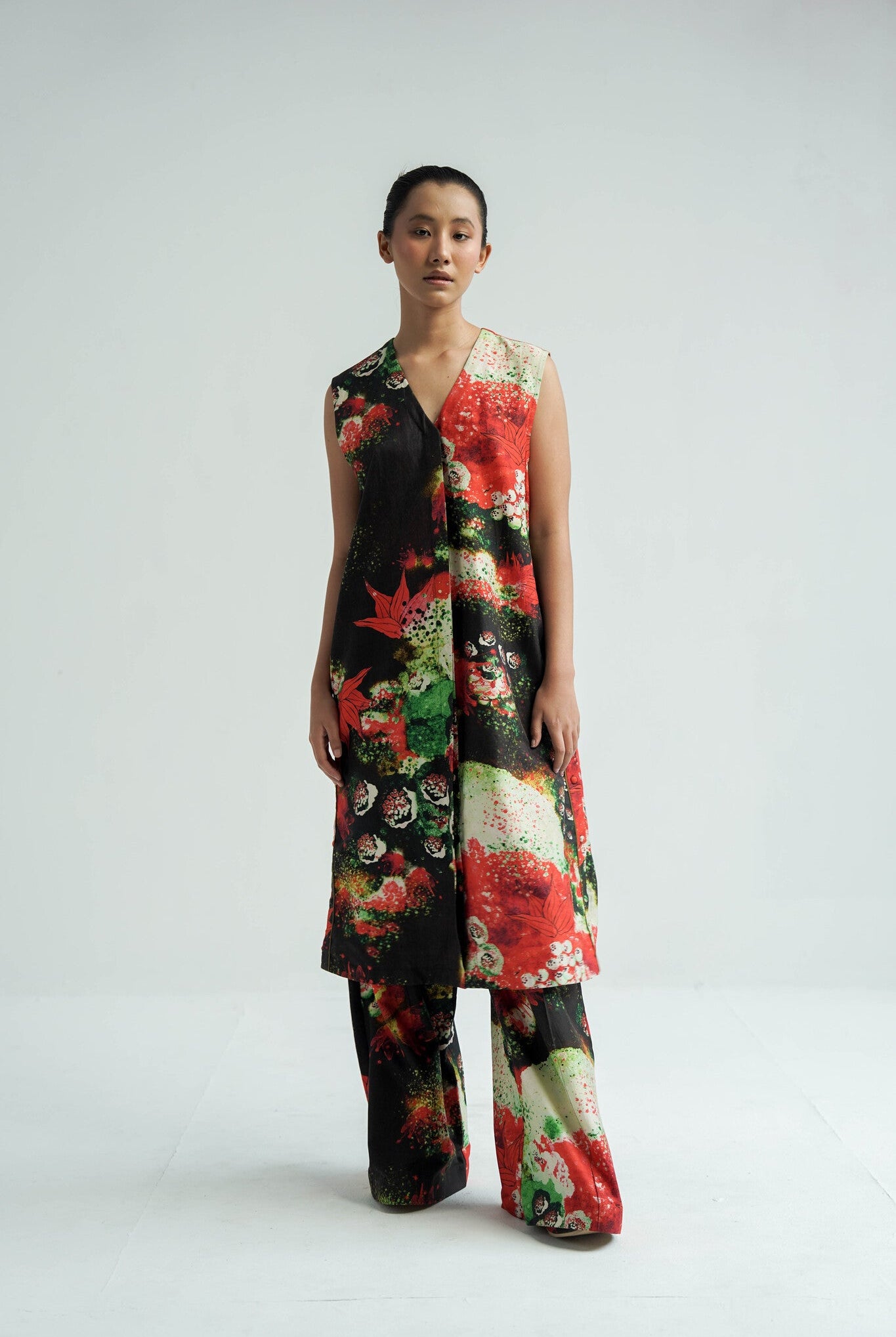 Red Florid Co - ord Set - CiceroniKurta Set, Everyday WearTil