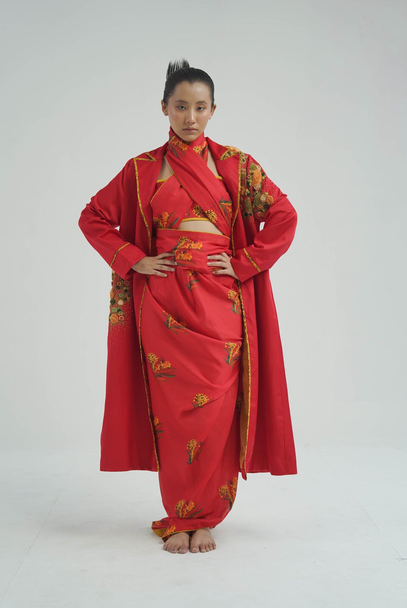 Red Impasto Trench - CiceroniJacketsTil