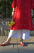 Red Jamdani Phiran with White Pyjama - CiceroniKurta Set, Everyday WearHouse of Moxa