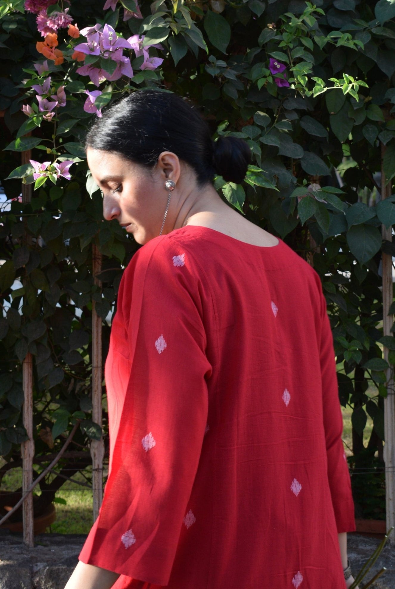 Red Jamdani Phiran - CiceroniKurta, Everyday WearHouse of Moxa