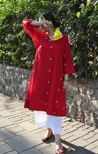 Red Jamdani Phiran - CiceroniKurta, Everyday WearHouse of Moxa