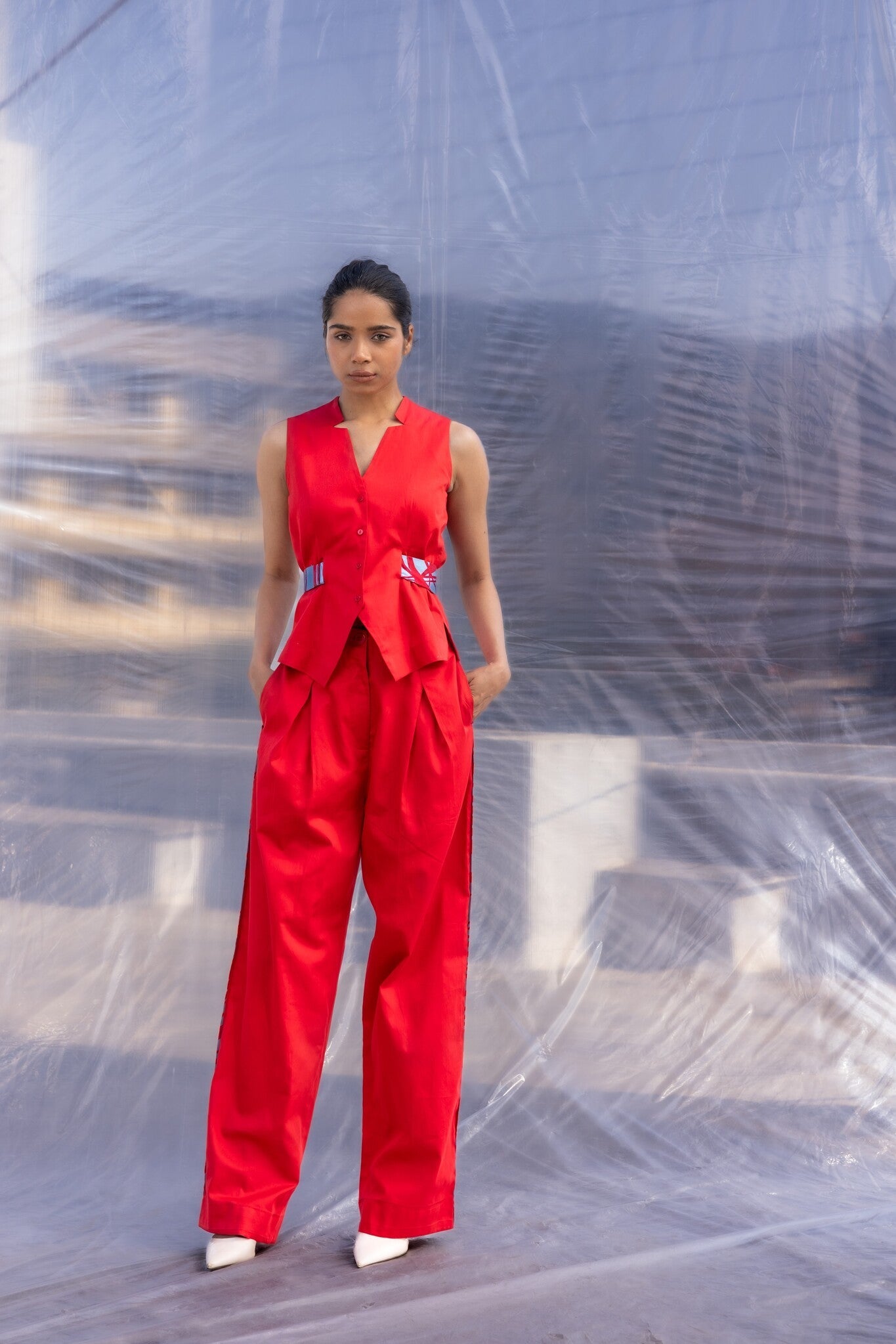 Red Waist Coat Pants Set - CiceroniCo - ord SetBENNCH