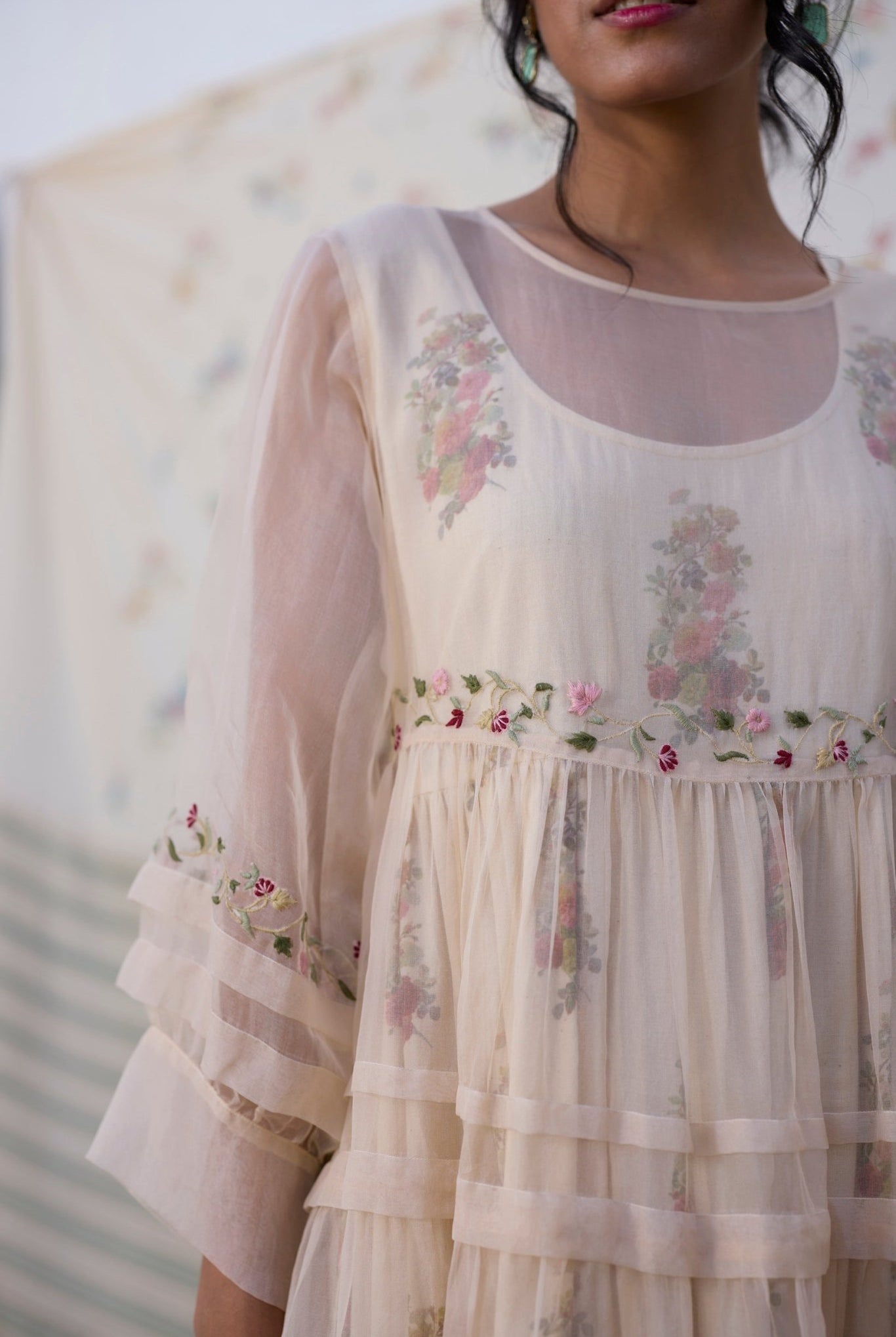 Reverie Dress - Ecru and Red - CiceroniDressesKhyati Rughani