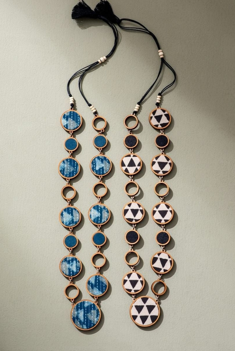 Reversible 2-In-1 Blue Black Necklace - CiceroniNecklaceWhe by Abira
