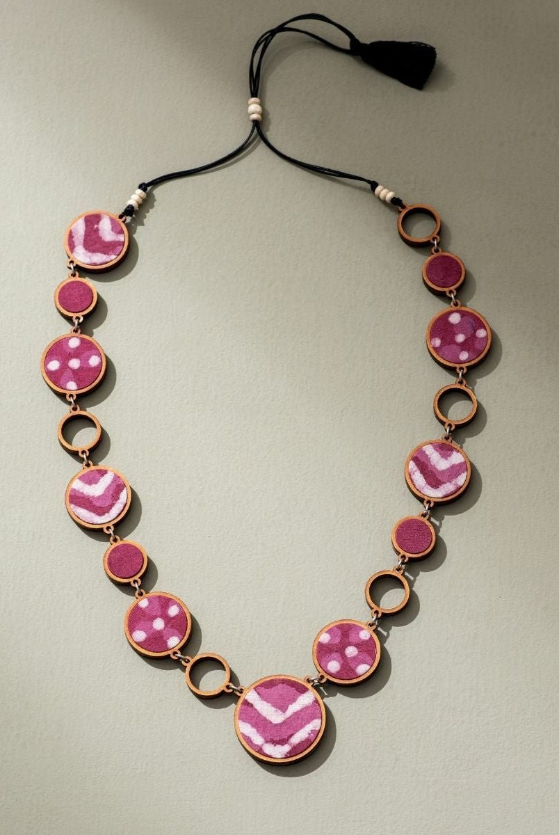 Reversible 2-In-1 Pink Black Necklace - CiceroniNecklaceWhe by Abira