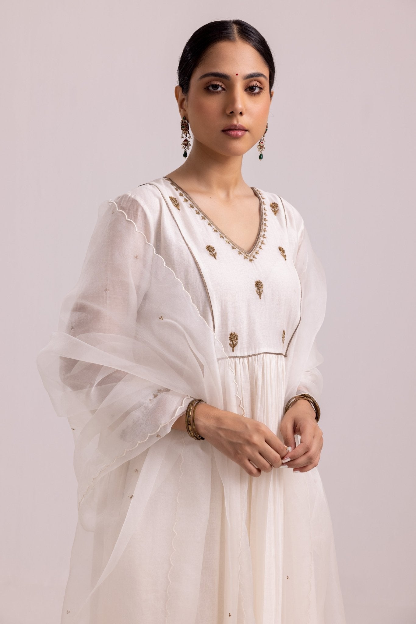 Rimi Sharara Dupatta Set - White - CiceroniKurta Set, Festive WearLabel Shreya Sharma
