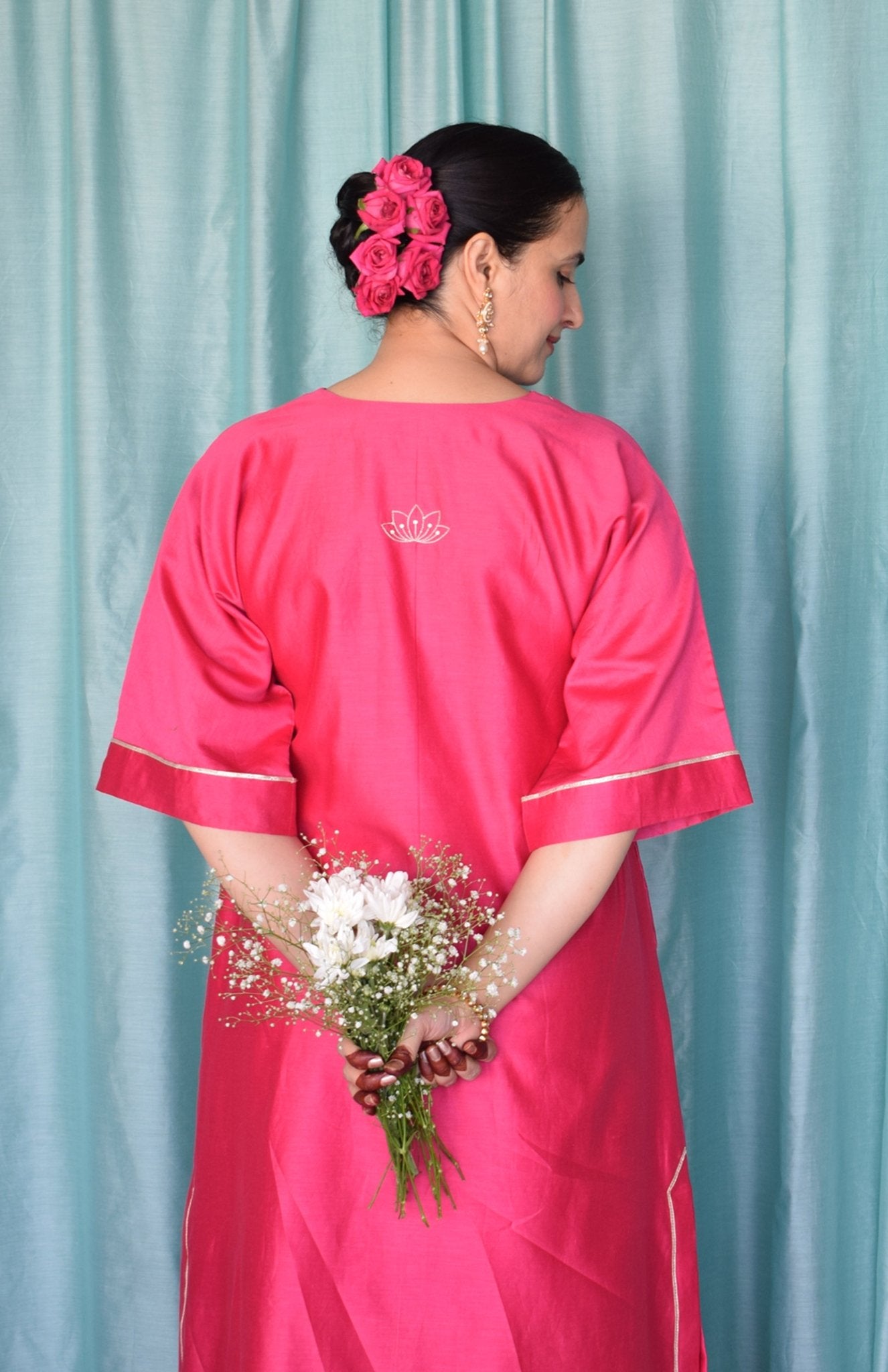 Rohini Chanderi Set with Hand Embroidered Choga Kurta and Wide Legged Pyjama - CiceroniKurta Set, Festive wearHouse of Moxa