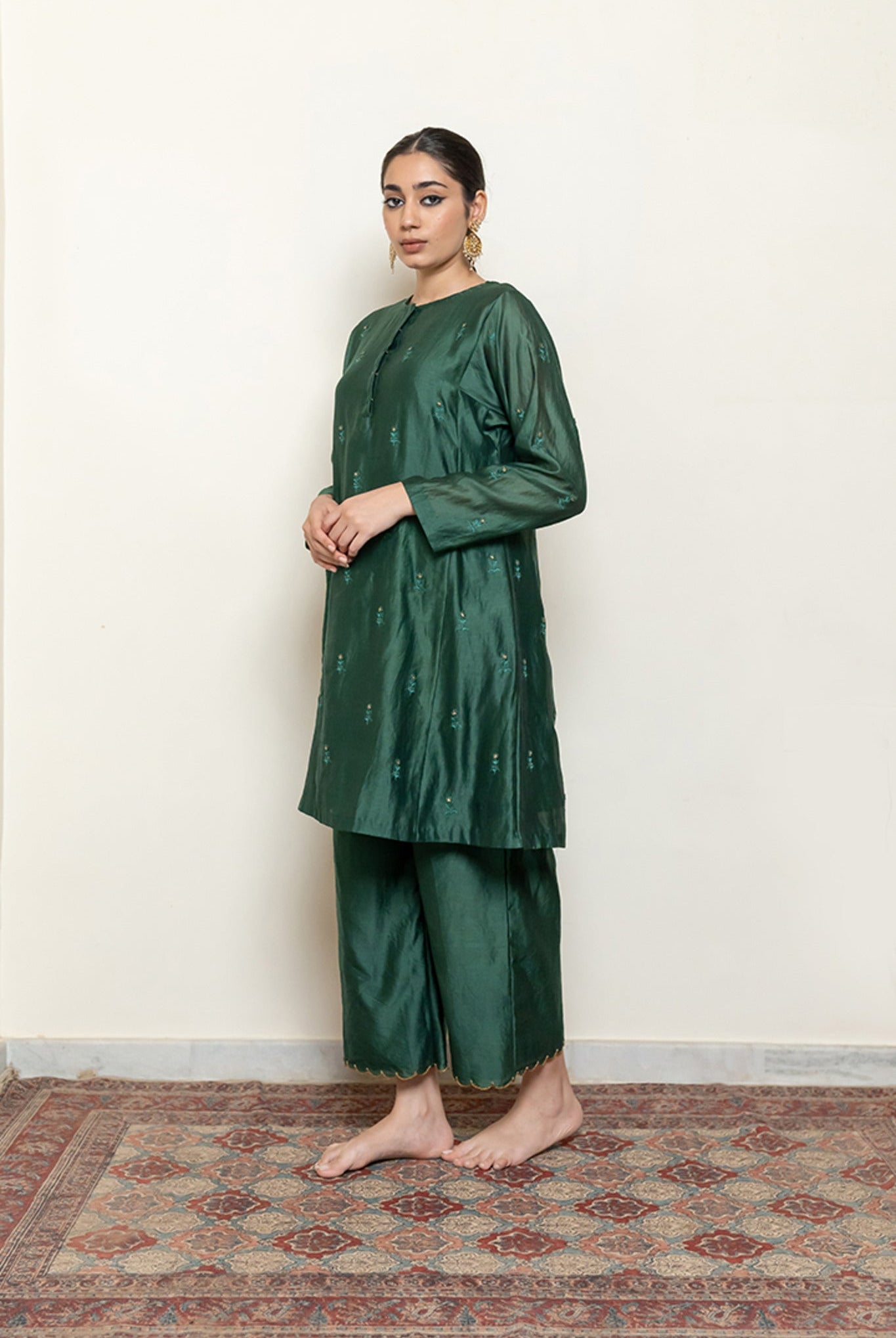 Roohi Kalidaar Kurta Set - Emerald Green - CiceroniKurta Set, Festive wearNirjara