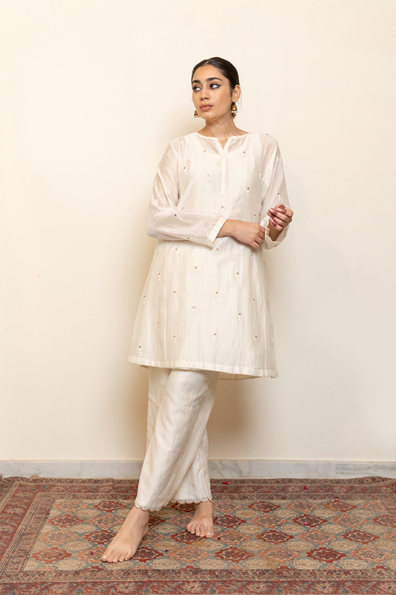 Roohi Kalidaar Kurta Set - Ivory (Set of 3) - CiceroniKurta Set, Festive wearNirjara