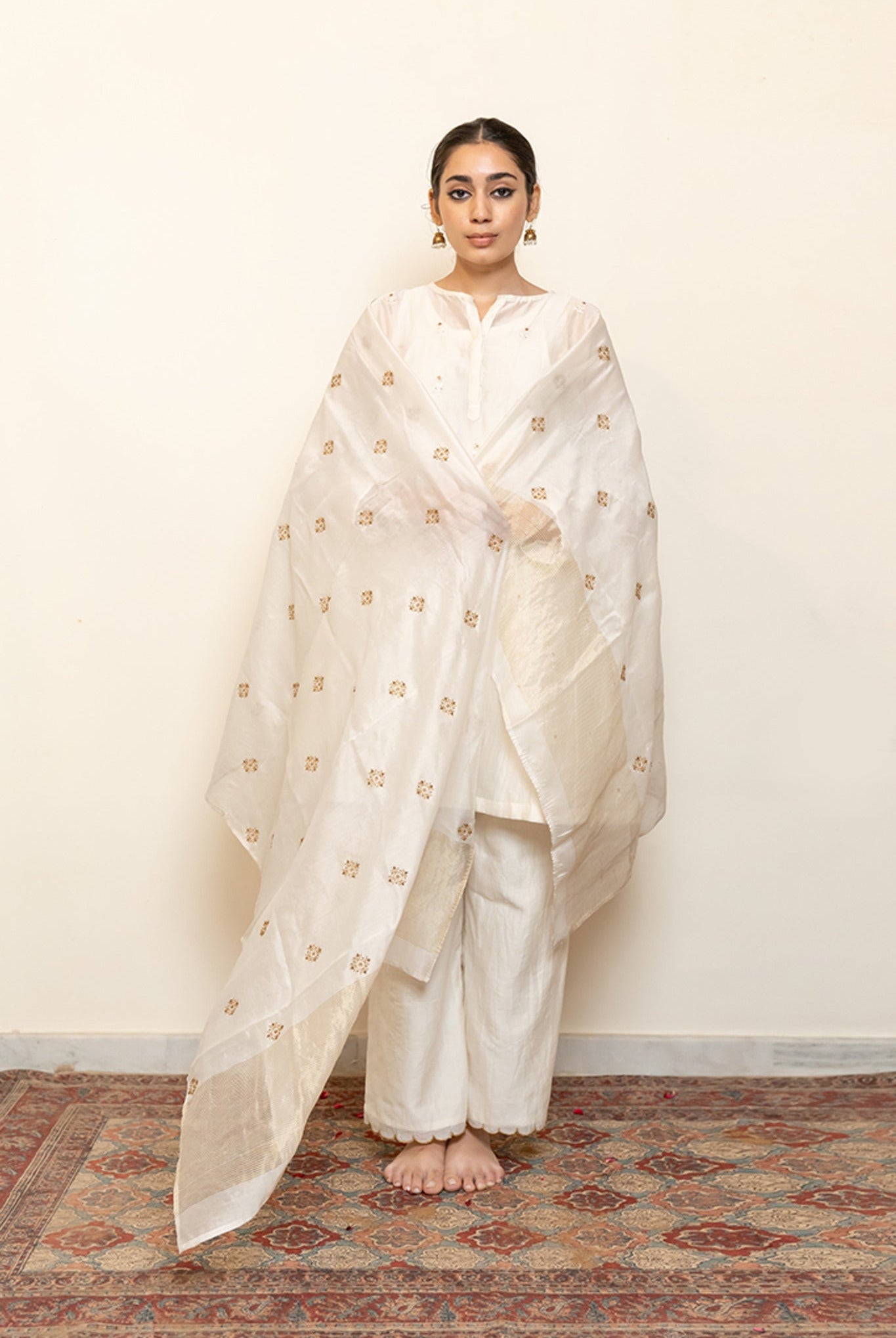 Roohi Kalidaar Kurta Set - Ivory (Set of 3) - CiceroniKurta Set, Festive wearNirjara