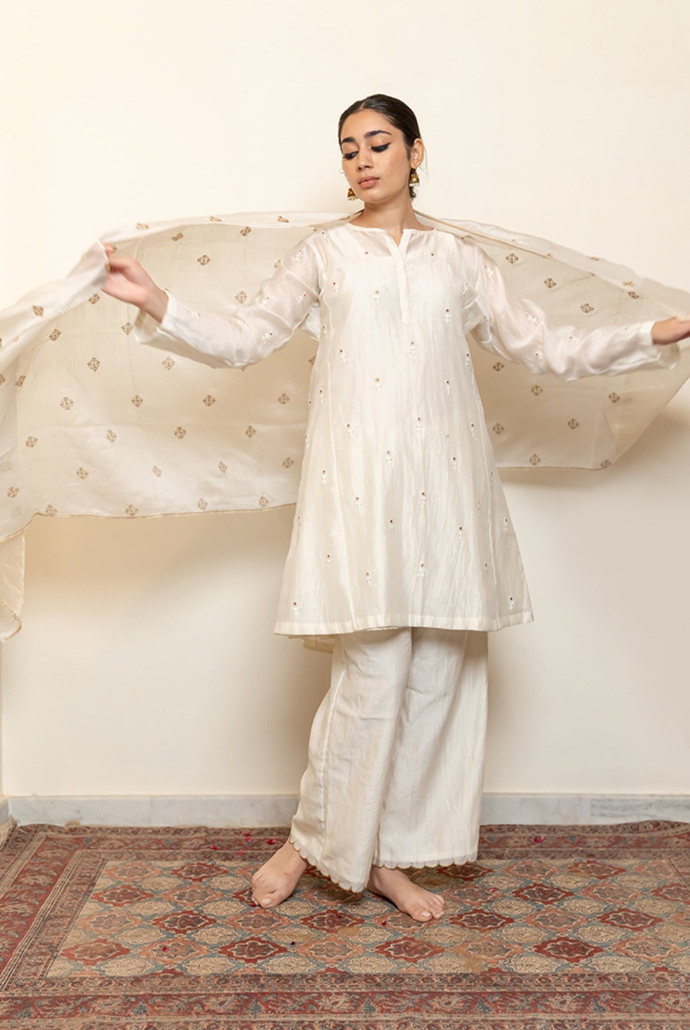 Roohi Kalidaar Kurta Set - Ivory (Set of 3) - CiceroniKurta Set, Festive wearNirjara