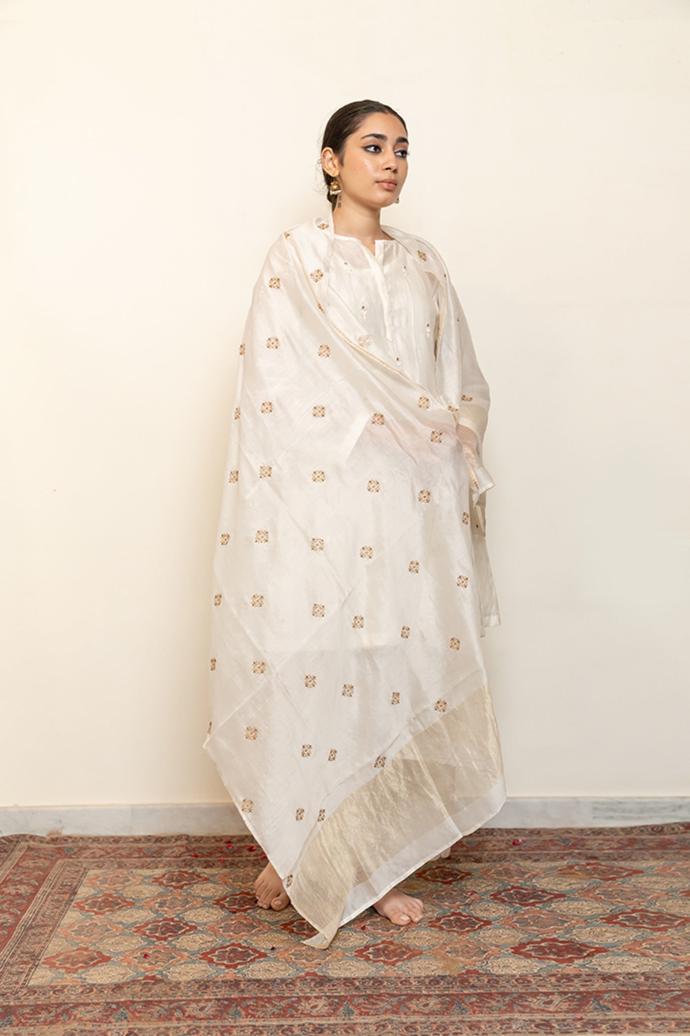 Roohi Kalidaar Kurta Set - Ivory (Set of 3) - CiceroniKurta Set, Festive wearNirjara